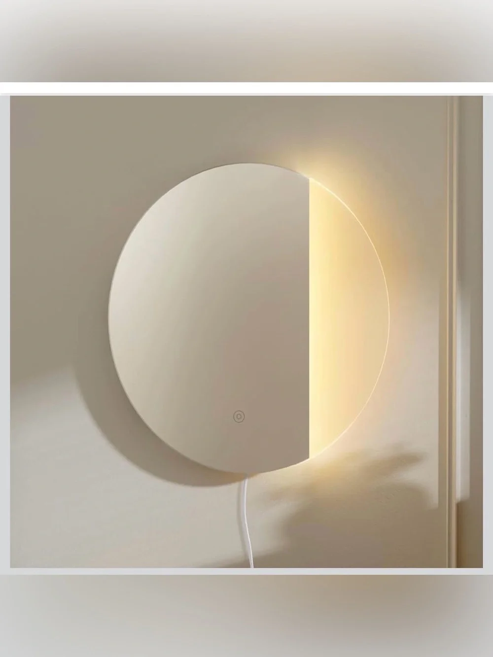 ONEWISH LED Wall Sconce, Dimmable Mirror Wall Lamp,16.93 inch Round Wall Light